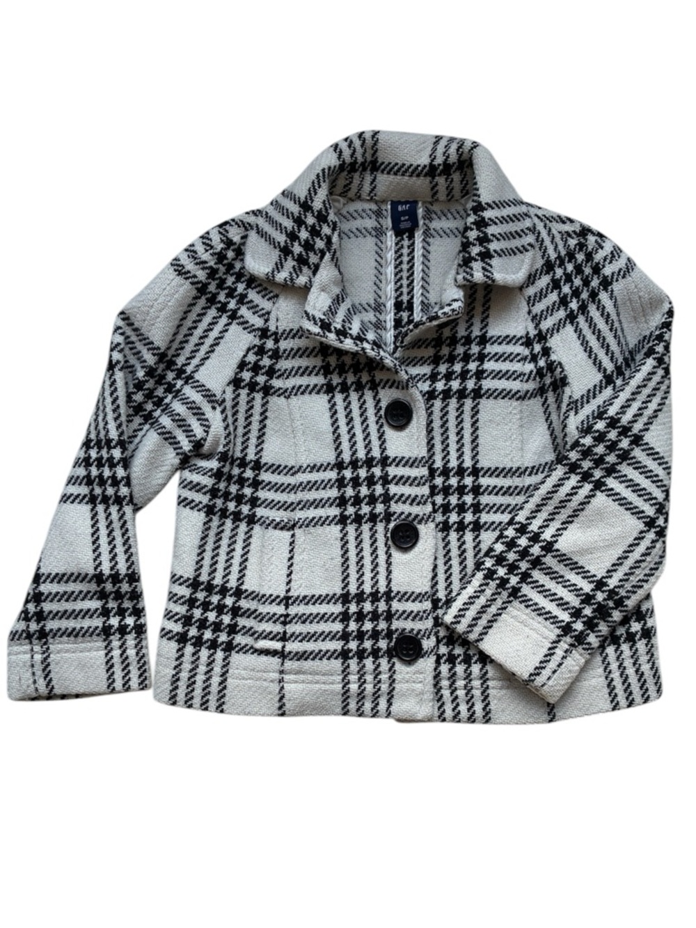 Gap Vintage y2k Women’s Cream & Black Plaid Wool Jacket Size Small